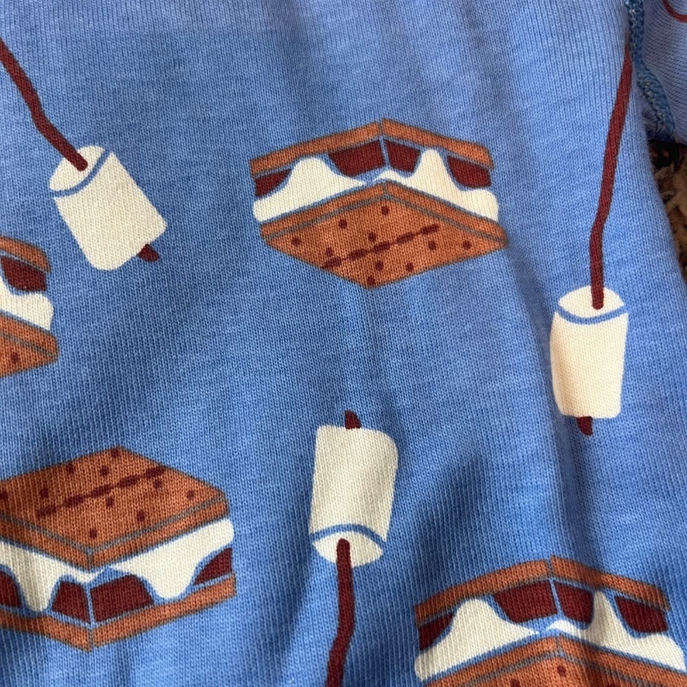 NWT Hanna Andersson kids long john pajama set blue s'mores print size 12 - Picture 3 of 4